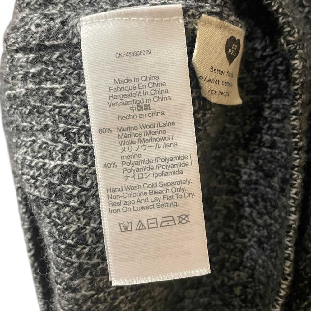 Madewell Ribbed Half-Zip Sweater Dress Collar Marled Black Gray Wool Blend XS - Picture 8 of 9
